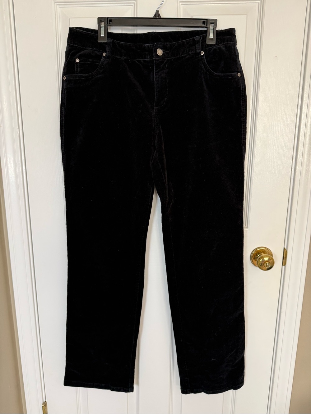 Woolrich Black Stretch Corduroy Pants Womens Size 12 Straight Leg 1215 Five Pock